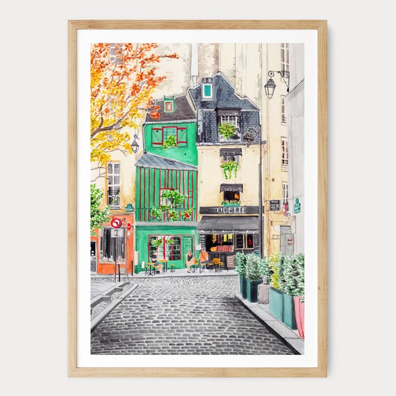 Paris Watercolor Print, Paris Cityscape Painting, France Wall Art, Parisian Autumn Decor, French Travel Gift