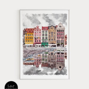 Gdansk Poland, Poland Art Print, Poland Painting, Gdansk Print, Poland Wall Art, Poland Cityscape, Poland Wall Decor, Gdansk Art Print