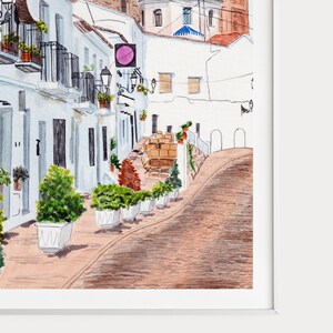 Altea Watercolor Print, Spain Wall Art, Alicante Cityscape Painting, Mediterranean Decor image 3