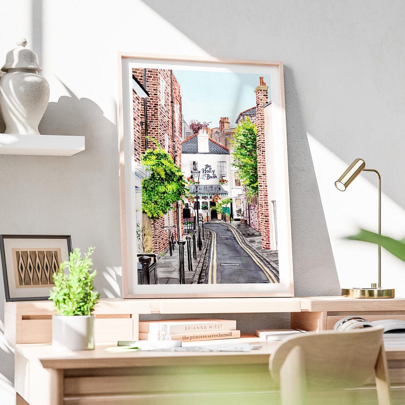 London Aquarell Druck, London Wandkunst, Hampstad Viertel, UK Reisegeschenk Bild 5