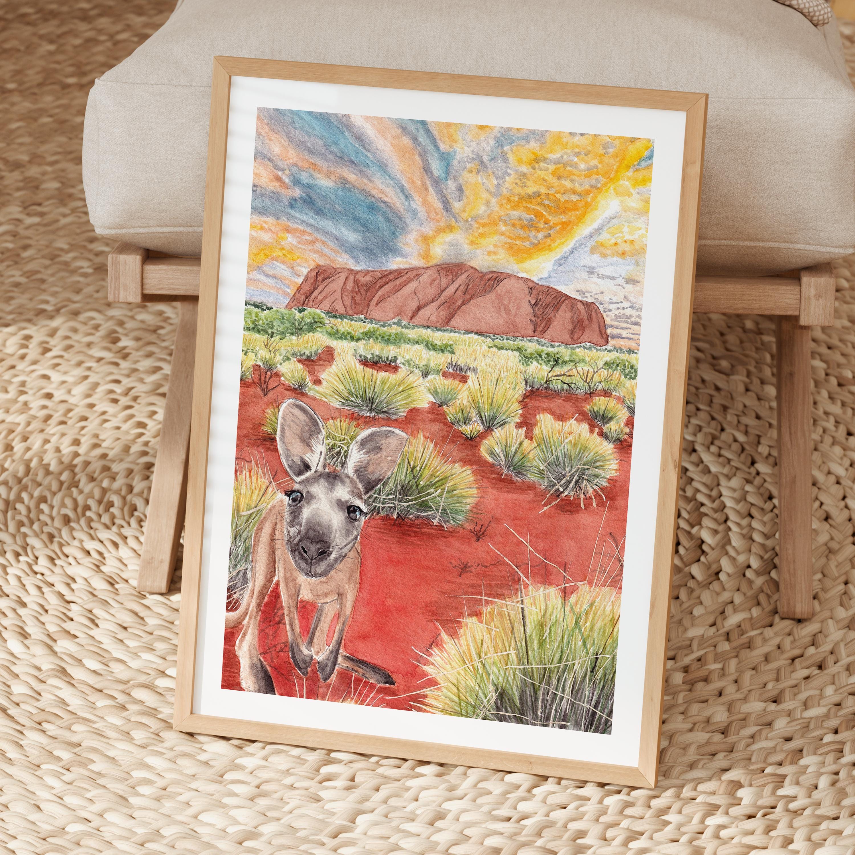 ウルルの水彩画、オーストラリアの壁画、エアーズロック