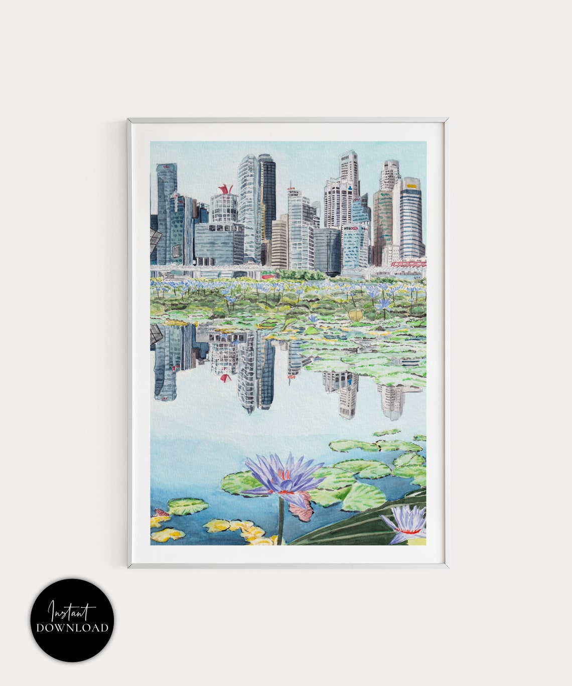 Singapore Art Print Singapore Cityscape Singapore Wall Art Etsy