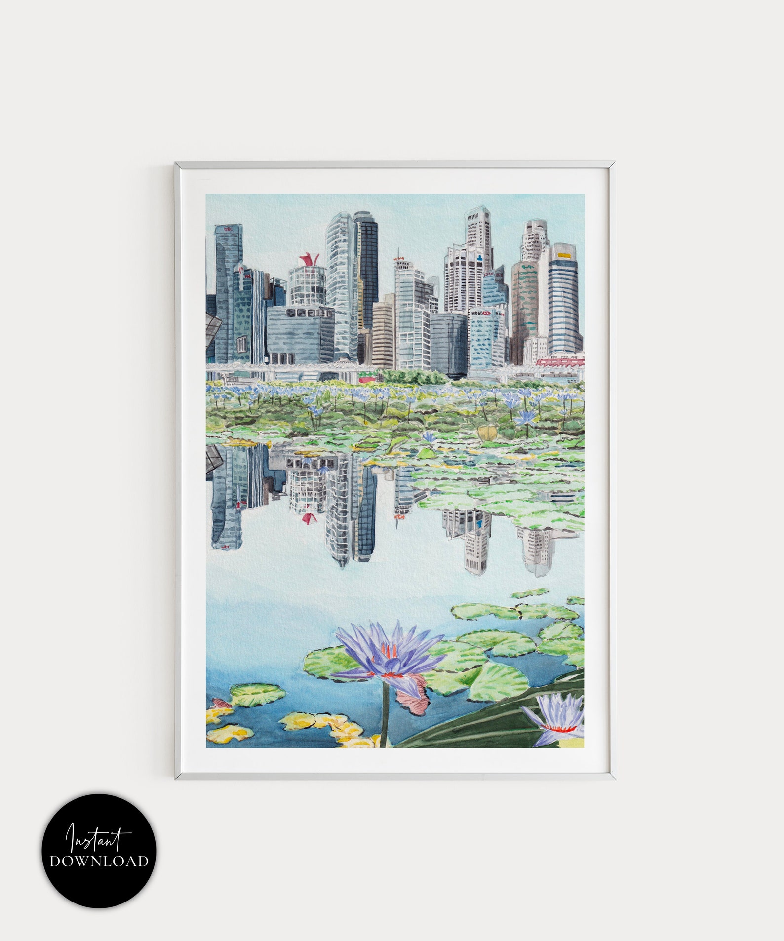 Singapore Art Print Singapore Cityscape Singapore Wall Art Etsy