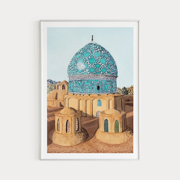 Kerman Print, Iran Wall Art, Watercolor Painting, Iran Decor, Persian Art, Kerman Cityscape, Iranian Art, Middle East Art, Travel Gift