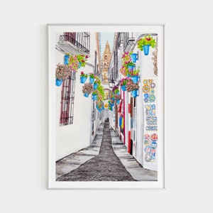 Andalucia Print, Spain Wall Art, Watercolor Print, Spain Print, Andalucia Cityscape, Cordoba Art, Spain Art Print, Europe Print, Travel Gift