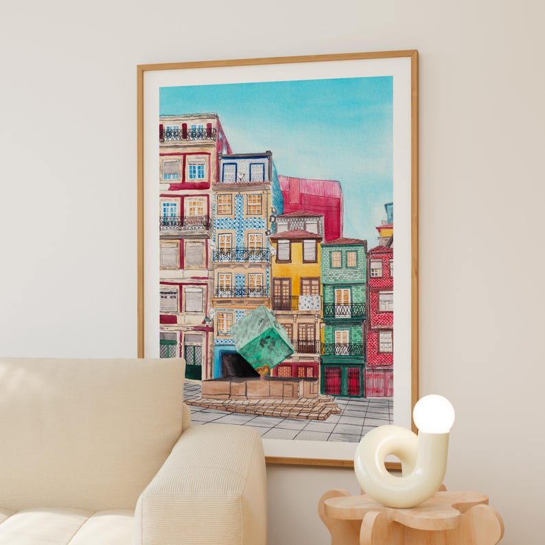 Porto Watercolor Print, Portugal Wall Art, Porto Cityscape Painting, Portuguese Decor image 3