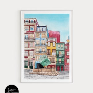 Porto Print, Portugal Wall Art, Watercolor Painting, Porto Cityscape, Portuguese Art, Porto Art Print, Portugal Wall Decor, Travel Gift