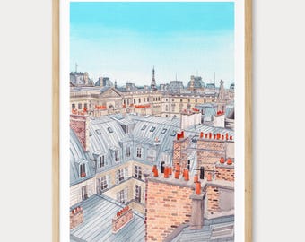 Paris Aquarell Druck, Frankreich Wandkunst, Paris Stadtbild, Pariser Dekoration, Reisegeschenk