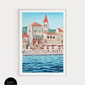 Trogir Print, Croatia Wall Art, Trogir Cityscape, Croatia Art Print, Croatia Print, Trogir Painting, Croatia Art, Europe Print, Travel Gift