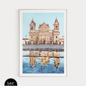 Guatemala Print, Metropolitan Cathedral, Guatemala Wall Art, Watercolor Print, Latin America Print, Guatemala Art, Travel Gift