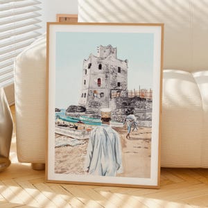 Mogadishu Watercolor Print, Somalia Wall Art, Mogadishu Cityscape Painting, Somali Coastal Decor image 5