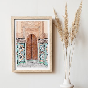 Madrasa Ben Youssef Marrakesch Druck, Marokko Wandkunst, marokkanische Tür Kunst, Marokko Druck, Marrakesch Kunstdruck, Aquarell Kunst, Reisegeschenk