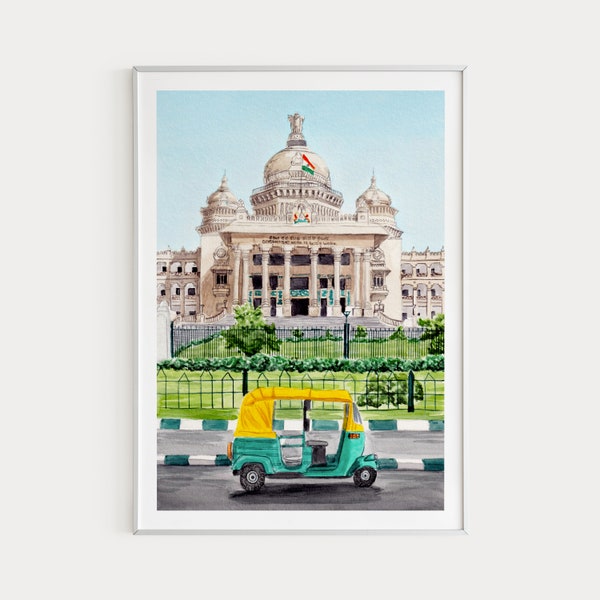 Bangalore Print, India Wall Art, Bengaluru Art, Watercolor Print, India Art Print, India Painting, Asia Print, Travel Gift