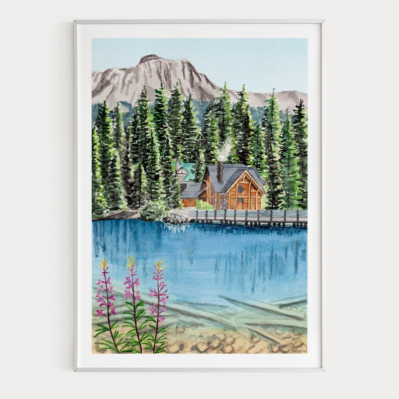 Yoho National Park Watercolor Print, Canada Wall Art, Digital Download image 1