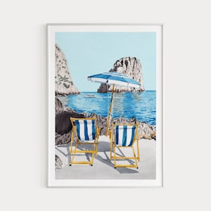 Stampa Capri, Arte La Fontelina, Arte murale Italia, Paesaggio di Capri, Stampa acquerello, Arte Capri, Arte italiana, Regalo da viaggio, Stampa Europa