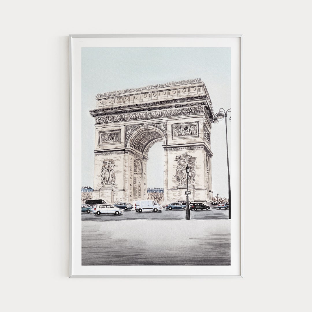 Arc De Triomphe Print Paris Wall Art Watercolor Print Paris Art Paris ...