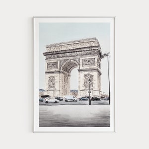 Arc De Triomphe Impresión París Pared Arte Acuarela Impresión París Arte París Paisaje urbano Imprimible Arte Europa Impresión Francia Arte Housewarming Regalo
