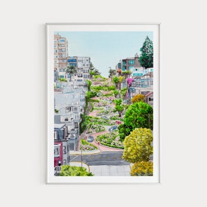 San Francisco Lombard Street Print, California Wall Art, San Francisco Art, San Francisco Painting, United States Art Print, Travel Gift