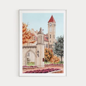 Bloomington Print, Indiana Wall Art, Watercolor Painting, Bloomington Cityscape, Indiana Wall Decor, United States Art, Travel Gift
