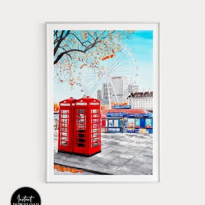 London Art Print, England Wall Art, London Print, London Wall Art, Telephone Booth, London Cityscape, London Art, Europe Print, Travel Gift