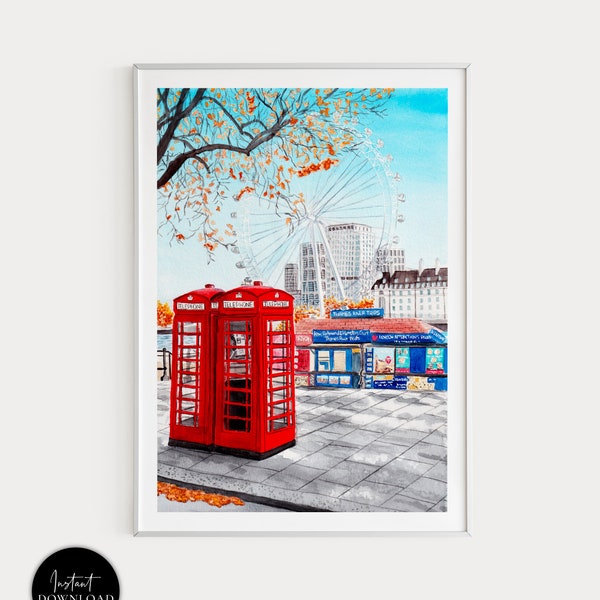 London Art Print, England Wall Art, London Print, London Wall Art, Telephone Booth, London Cityscape, London Art, Europe Print, Travel Gift