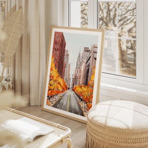 Láminas de acuarela de Nueva York, Arte mural de Nueva York, Decoración mural otoñal, Arte de Manhattan, Arte de la ciudad de Nueva York, Láminas de Nueva York, Láminas de viajes a Nueva York imagen 4