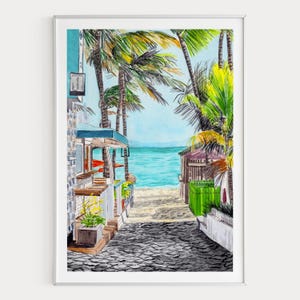 Isla de Margarita Watercolor Print, Venezuela Wall Art, Margarita Island Coastal Painting, Travel Gift