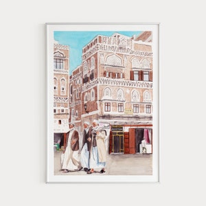 Yemen Print, Sanaa Art Print, Yemen Wall Art, Sanaa Yemen, Yemen Wall Art, Middle East Print, Travel Gift, Yemen Painting, Yemen Art Print