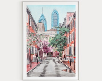 Philadelphia Print, Philadelphia Wall Art, Philadelphia Art Print, Philadelphia Cityscape, Pennsylvania Print, Travel Gift, USA Print