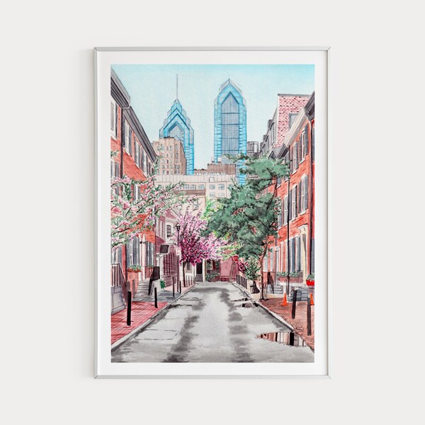 Philadelphia Print, Philadelphia Wall Art, Philadelphia Art Print, Philadelphia Cityscape, Pennsylvania Print, Travel Gift, USA Print