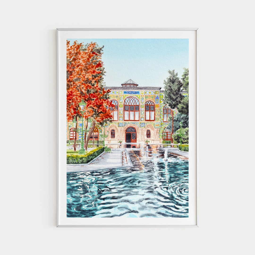 Tehran Print, Iran Wall Art, Golestan Palace, Watercolor Print, Tehran