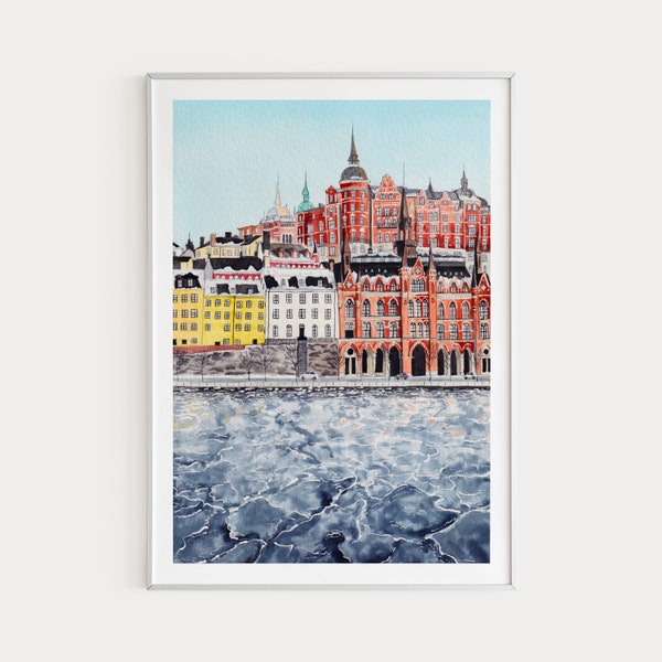 Stockholm Print, Sweden Wall Art, Stockholm cityscape, Sweden Art Print, Sweden Painting, Stockholm Art, Europe Print, Travel Gift