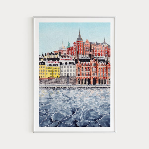 Stockholm Druck, Schweden Wandkunst, Stockholm Stadtbild, Schweden Kunstdruck, Schweden Malerei, Stockholm Kunst, Europa Druck, Reisegeschenk