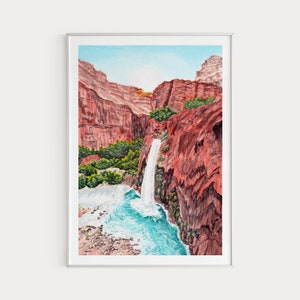 Arizona Print, Havasu Falls, Arizona Wall Art, Grand Canyon Art, Arizona Landscape, Arizona Art Print, Watercolor Print, Travel Gift