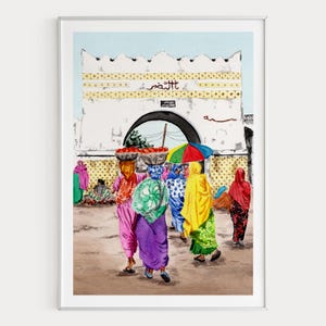 Impresión de acuarela de Harar, arte de la pared de Etiopía, pintura del paisaje urbano de Harar, decoración etíope, regalo de viaje
