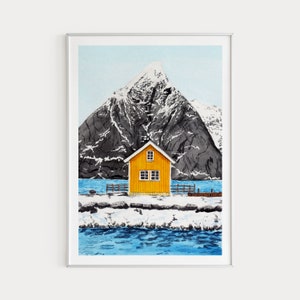 Lofoten Print, Norway Wall Art, Lofoten Painting, Scandinavian Landscape, Norway Art Print, Lofoten Art, Europe Print, Travel Gift