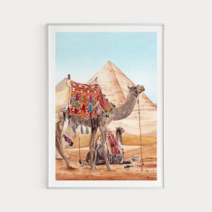Egypt Art Print, Egyptian Pyramids, Egypt Wall Art, Cairo Print, Egypt Print, Egypt Painting, Egypt Wall Decor, Egyptian Art, Pyramids Print