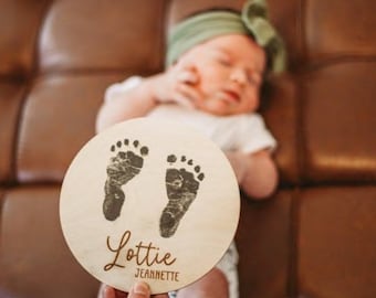 Baby Footprint, New Baby, Wood Name Sign, Baby Gift