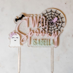 Dos adornos espeluznantes para tarta de cumpleaños, adornos acrílicos para tarta, decoración pastel de Halloween para cumpleaños