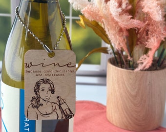 Wine Gift Tags, Wood Gift Tag, Wine Bottle Tag, Gift for Friend