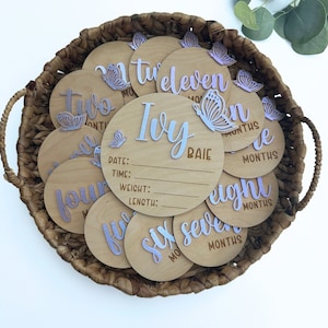 Cartes jalons bébé papillon pour filles - Coffret cadeau parfait pour nouveau-né