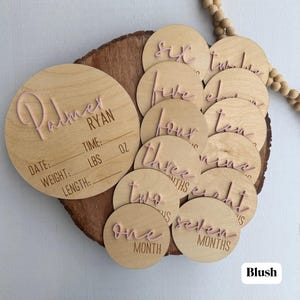 Milestone Discs, Baby Milestone Cards, Baby Shower Gift, Newborn Photo Prop, Wooden Milestone Cards image 15