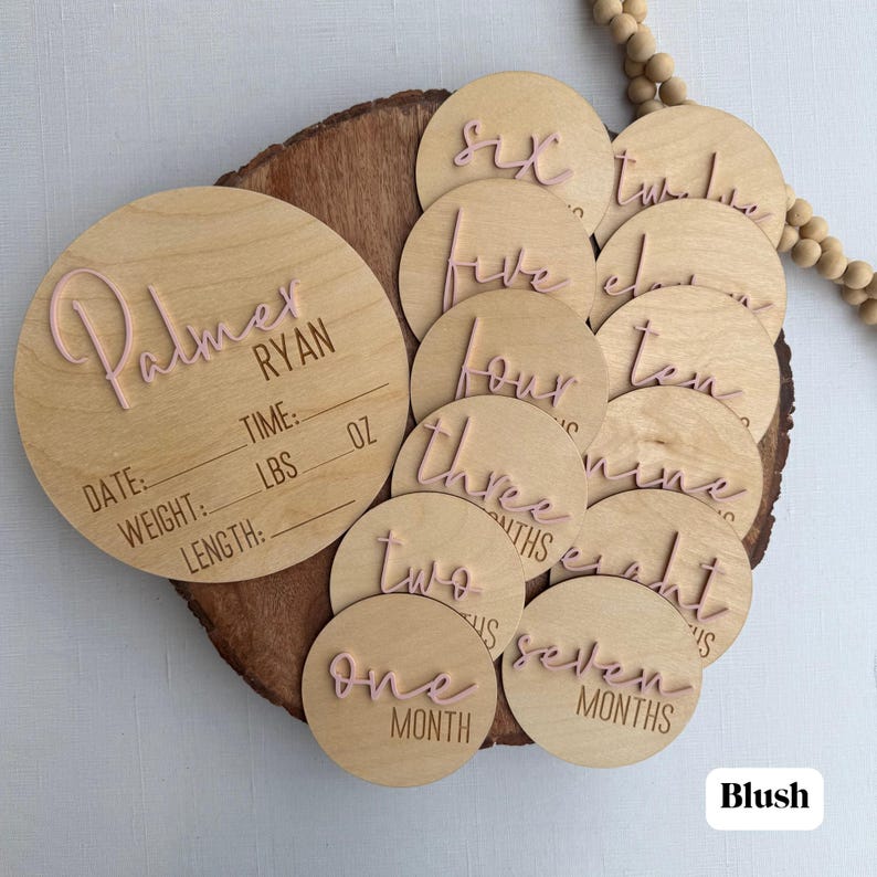 Milestone Discs, Baby Milestone Cards, Baby Shower Gift, Newborn Photo Prop, Wooden Milestone Cards image 15