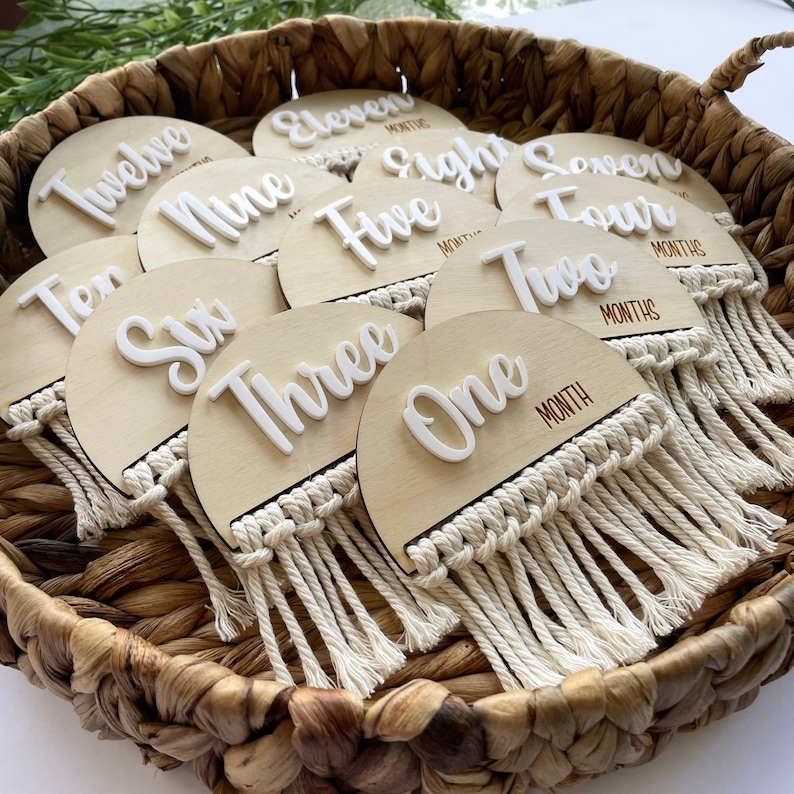 Boho Baby Milestone Cards: Macrame Photo Prop, Gender Neutral Gift - Etsy