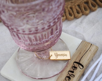 Personalized Wine Charms: Wedding Guest Favors, Gold Silver Rose Gold