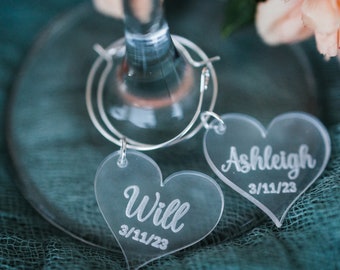 Personalized Wine Charms, Glass Marker for Weddings and Special Events, Wedding Guest Gift