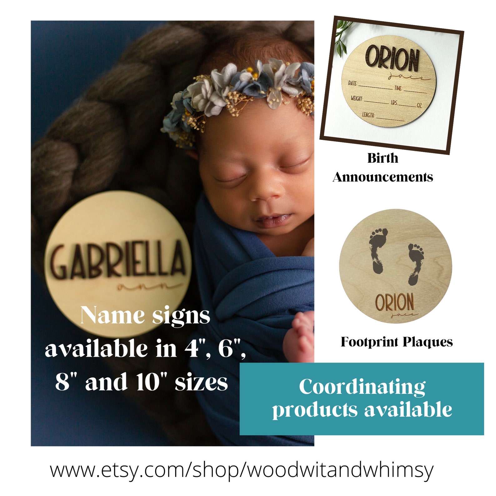 Birth Announcement Sign Baby Announcement Wood Birth Stat Etsy