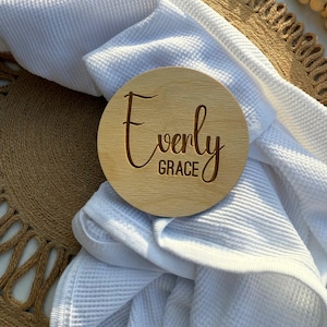 Engraved Wood Baby Name Sign: Newborn Photo Prop