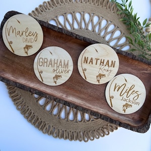 Engraved Wooden Fishing Baby Name Sign: Nursery Decor, Photo Prop