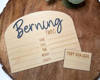 Twin Birth Announcement Sign, Twin Birth Stats Sign, Twin Baby Gift